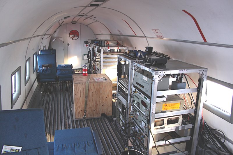 Interior of the DC-3T with UTIG aerogeophysical suite installed