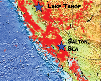 Earthquake epicenters in California